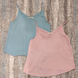 Women's Blue and Pink Spaghetti Strap Tops
